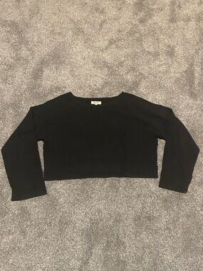 Madewell Supercrop Black Wide Sleeve Top